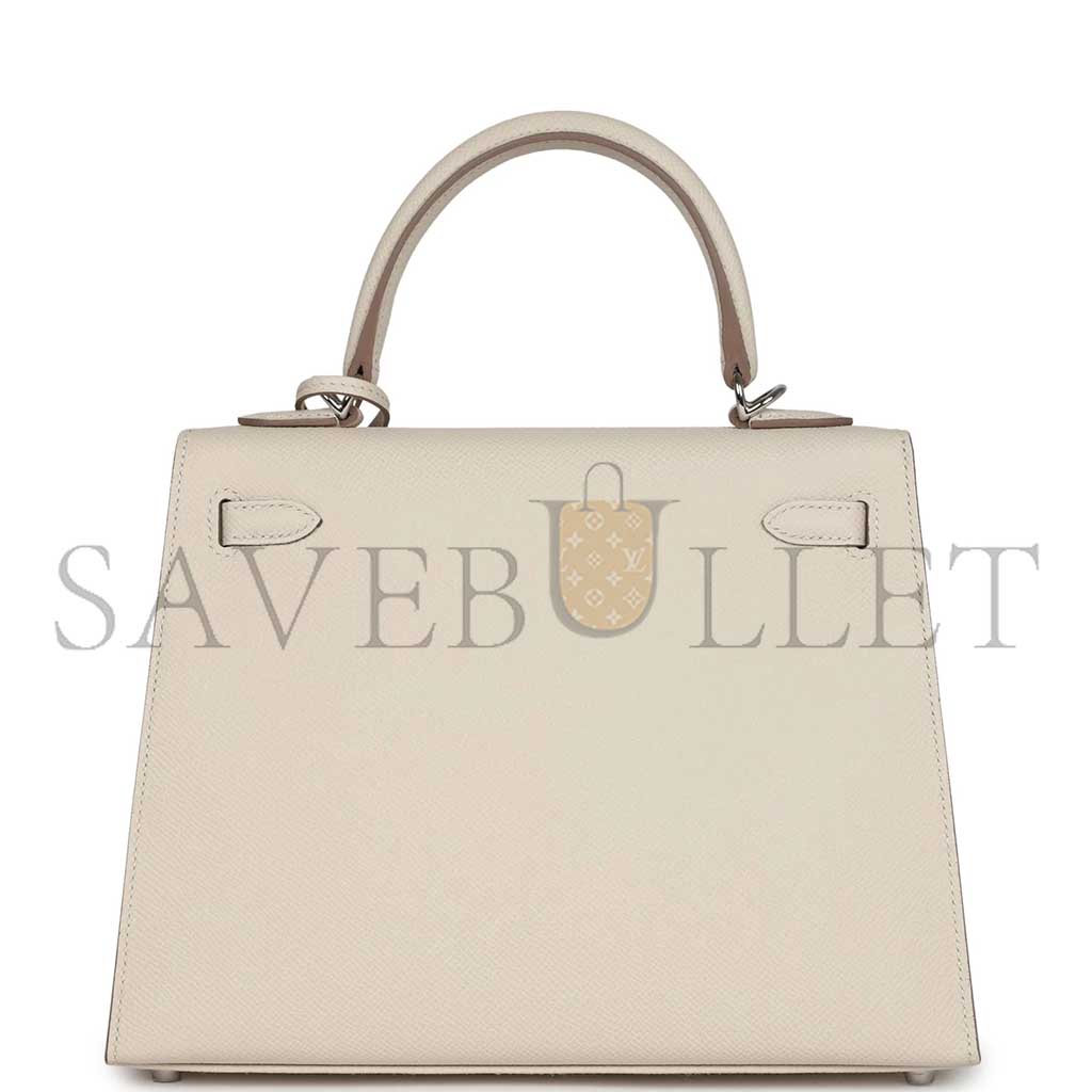 HERMÈS MASTER KELLY SELLIER 25 CRAIE EPSOM PALLADIUM HARDWARE (25*17*7cm)